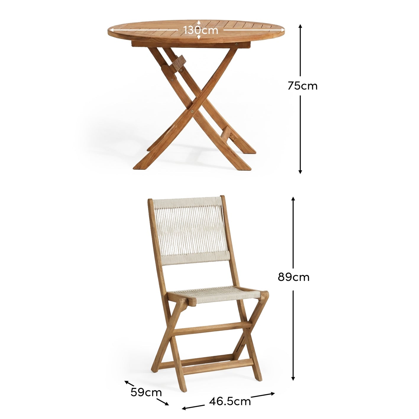 Cove White Acacia Garden Chair - Set of 2 - Beige Rope - Laura James