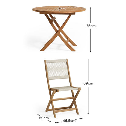 Cove White Acacia Garden Chair - Set of 2 - Beige Rope - Laura James
