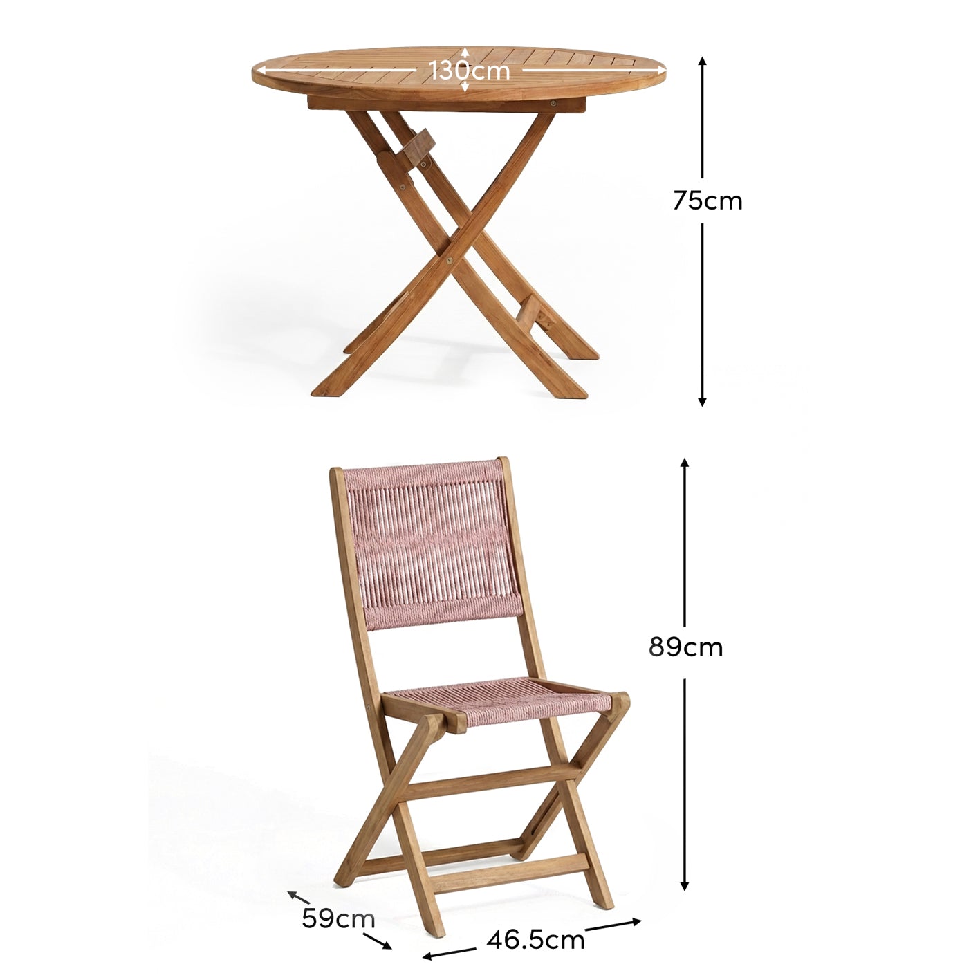 Cove White Acacia Garden Chair - Set of 2 - Mottled Pink Rope - Laura James