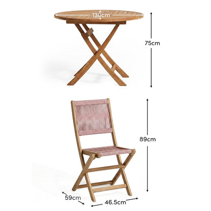 Cove White Acacia Garden Chair - Set of 2 - Mottled Pink Rope - Laura James