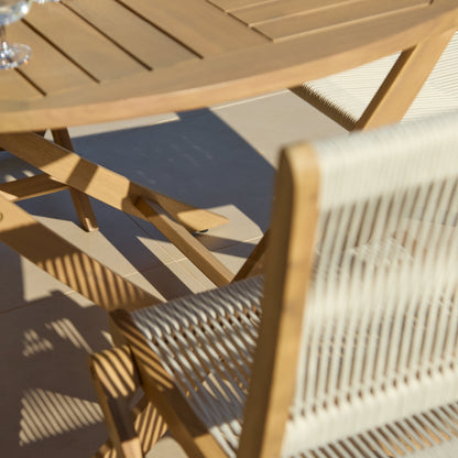 Ashby 6 Seater White Acacia Garden Dining Set with Cove Beige Rope Chairs - 130cm - Laura James
