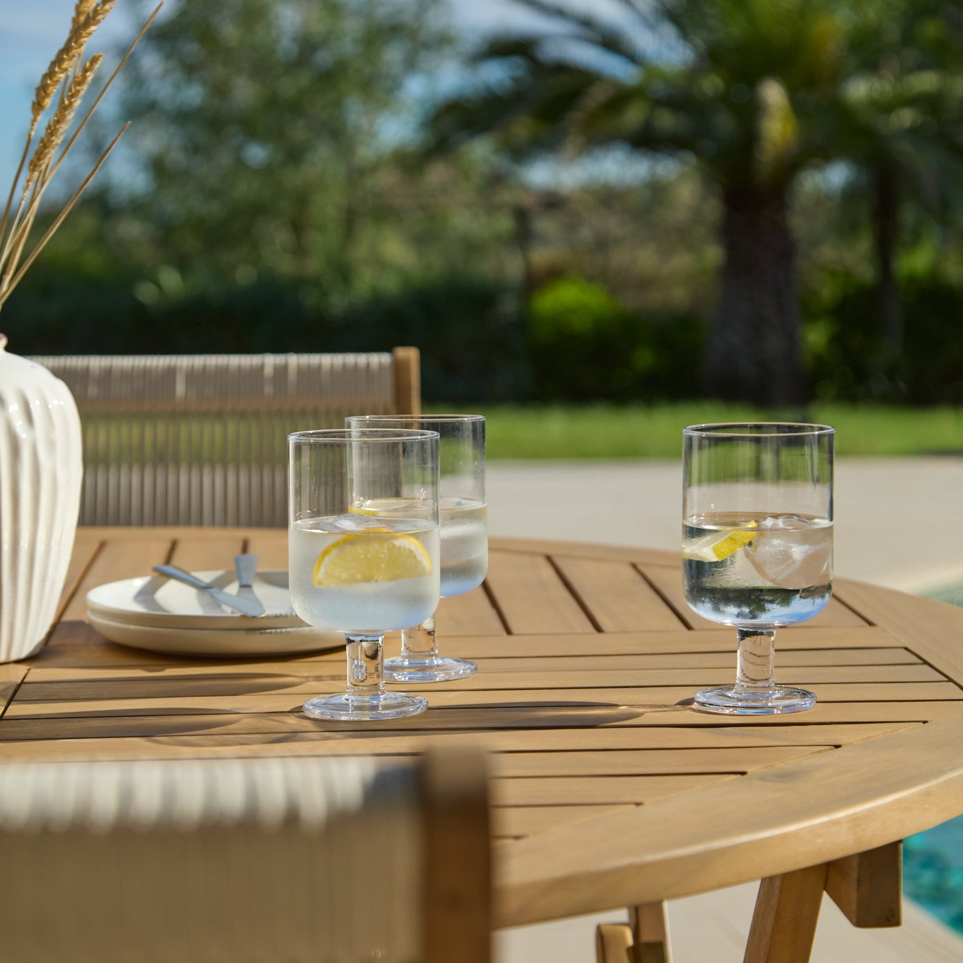 Ashby 6 Seater White Acacia Garden Dining Set with Cove Beige Rope Chairs - 130cm - Laura James