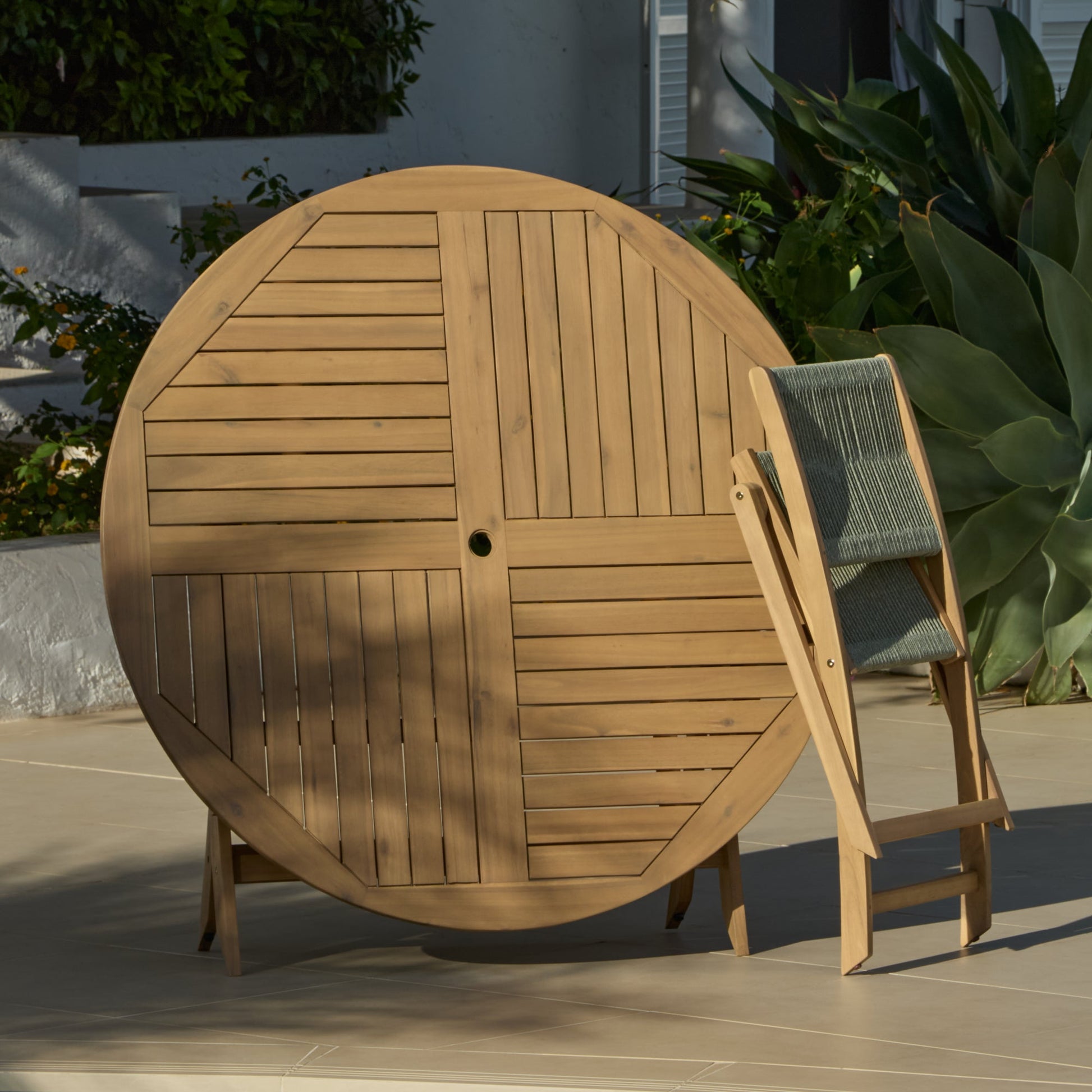 Ashby 6 Seater White Acacia Garden Dining Set with Cove Green Rope Chairs - 130cm - Laura James