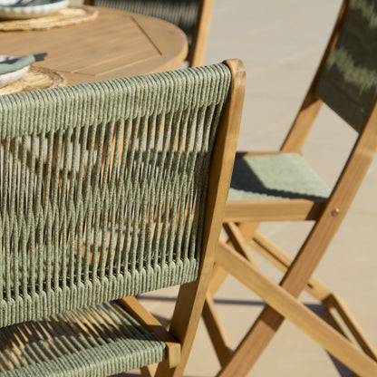 Ashby 6 Seater White Acacia Garden Dining Set with Cove Green Rope Chairs - 130cm - Laura James