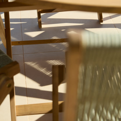 Ashby 6 Seater White Acacia Garden Dining Set with Cove Green Rope Chairs - 130cm - Laura James