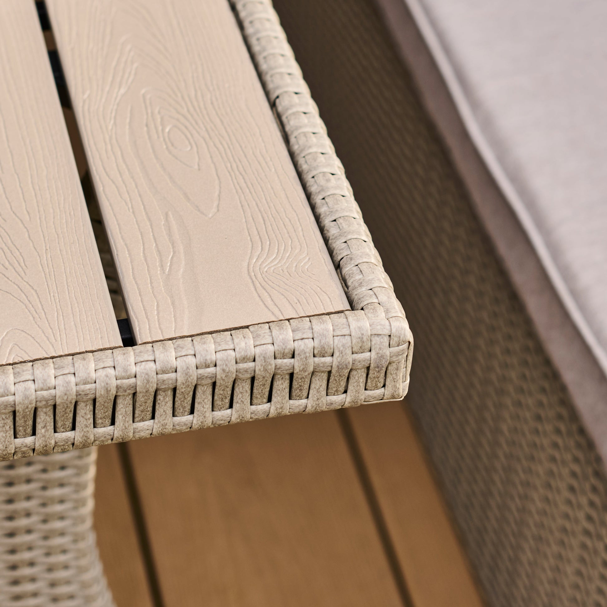Aston 9 Seater Rattan Garden Corner Dining Set - Light Grey with Polywood Top - Laura James