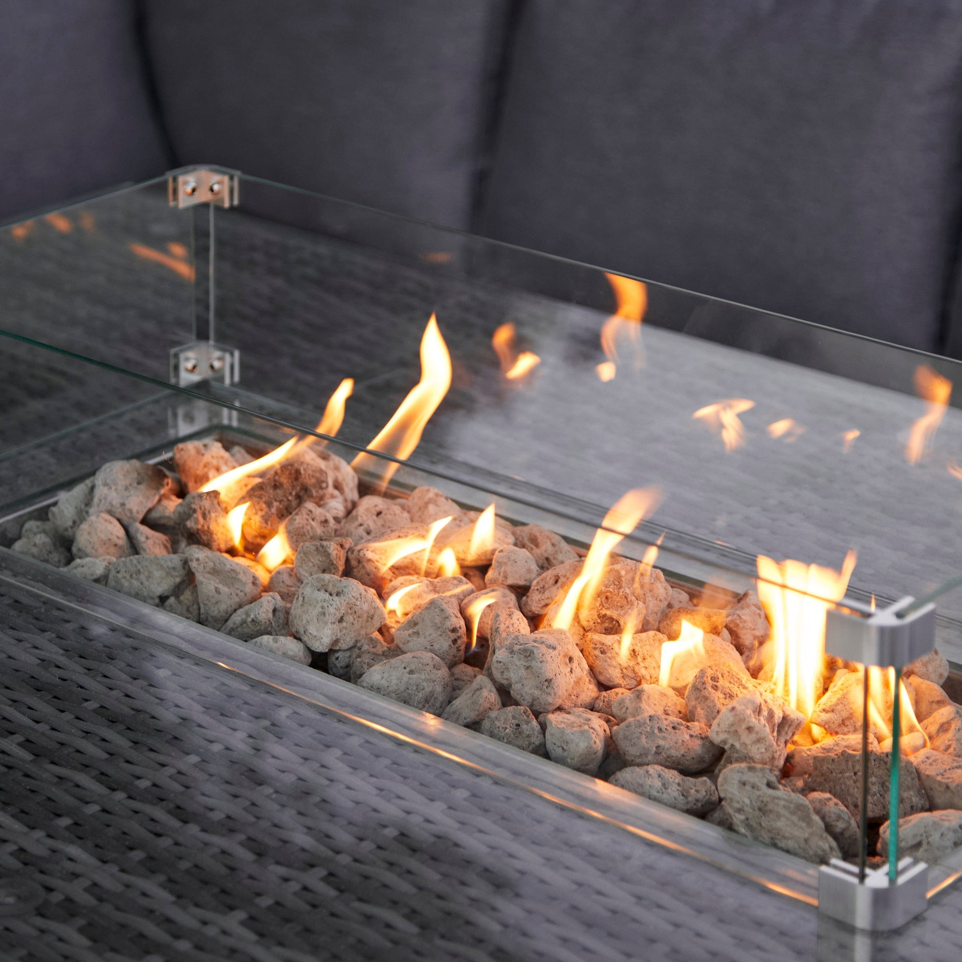 Aston 9 Seater Garden Sofa Set with Fire Pit - Grey - Laura James 