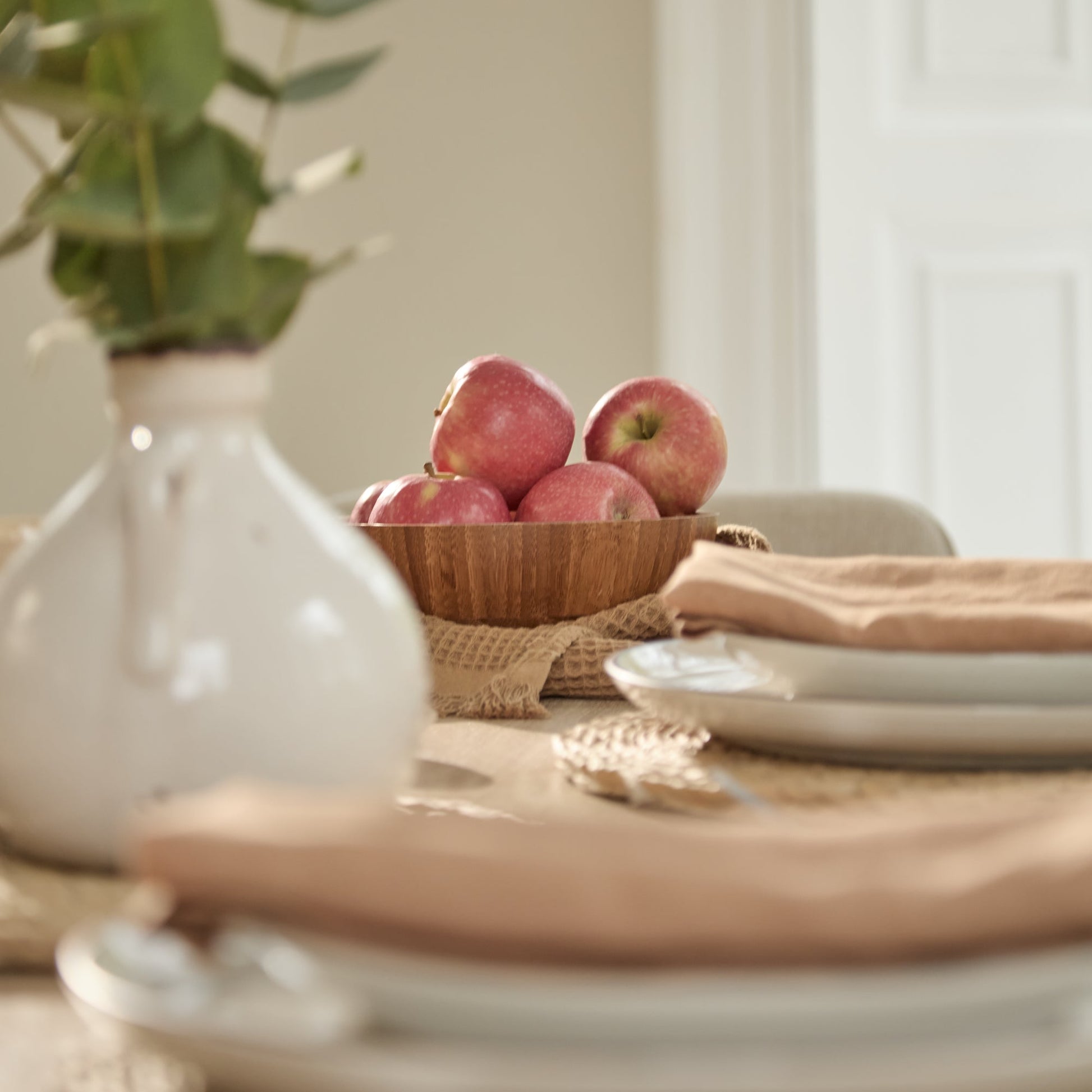 Atlas 160cm Chalked Mango Wood Dining Table Set - 6 Seater - Dolly Dining Chairs - Mink Taupe with Black Legs - Laura James