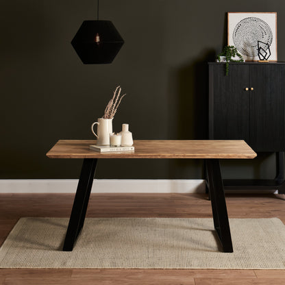 Atlas Chalked Mango Wood Dining Table - 6 Seater - Cleo Soft Beige Dining Chairs - Black Legs - LaurA james 