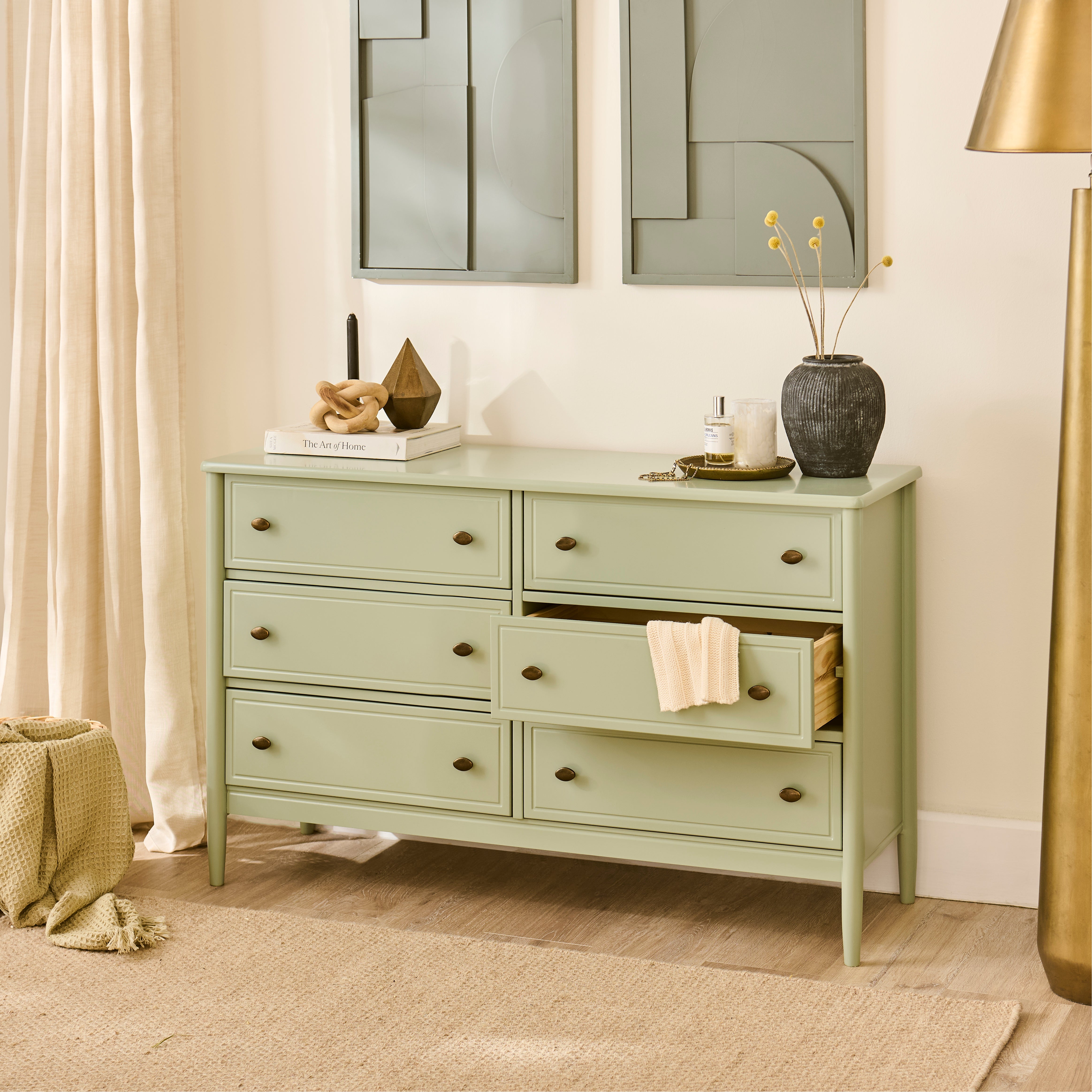Aubrey 6 Drawer Chest of Drawers - Pistachio Green – Laura James