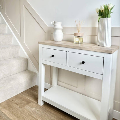 Bampton 2 Drawer Console Table - Alabaster White - Laura James