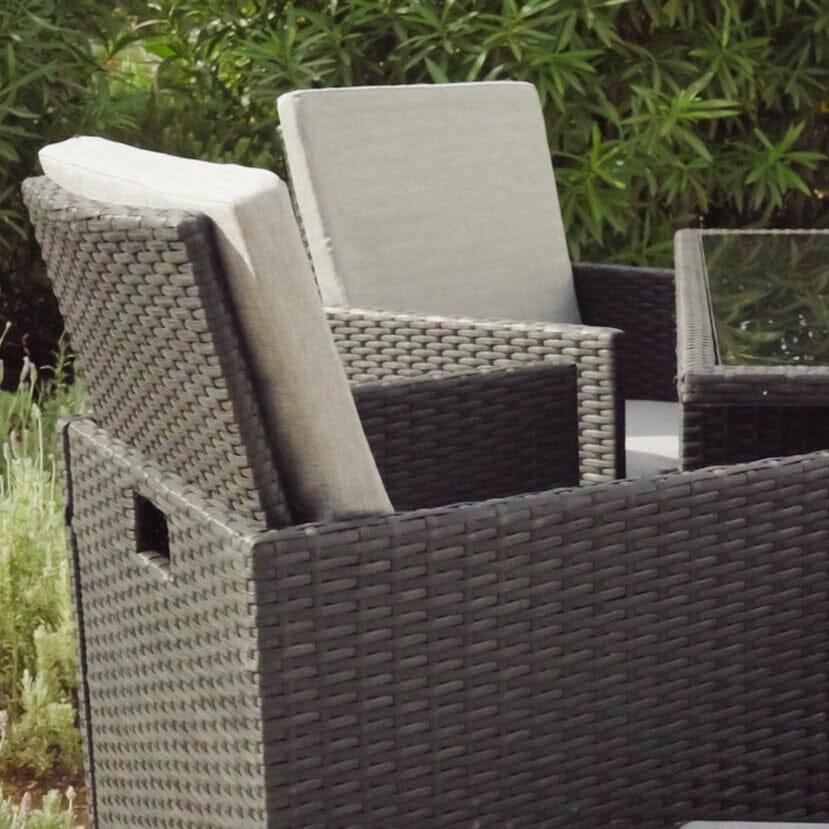 8 Seater Rattan Cube Outdoor Dining Set with Parasol - Black Weave - Laura James
