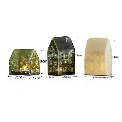 Brockley LED Light Up Houses - Set Of 3 - Glass