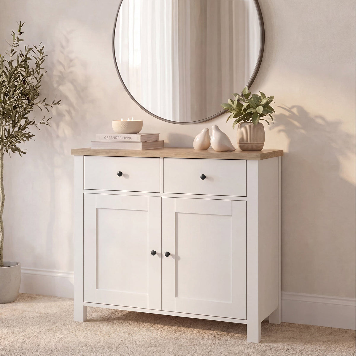 Bampton 2 Door Sideboard - Alabaster White - Laura James 