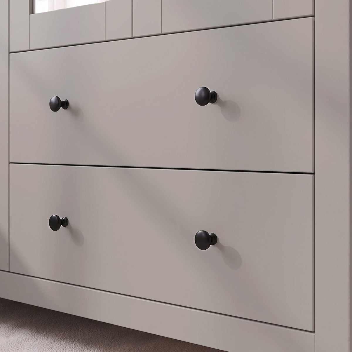 Bampton 3 Door Wardrobe with 2 Drawers - Stone Grey - Laura James 