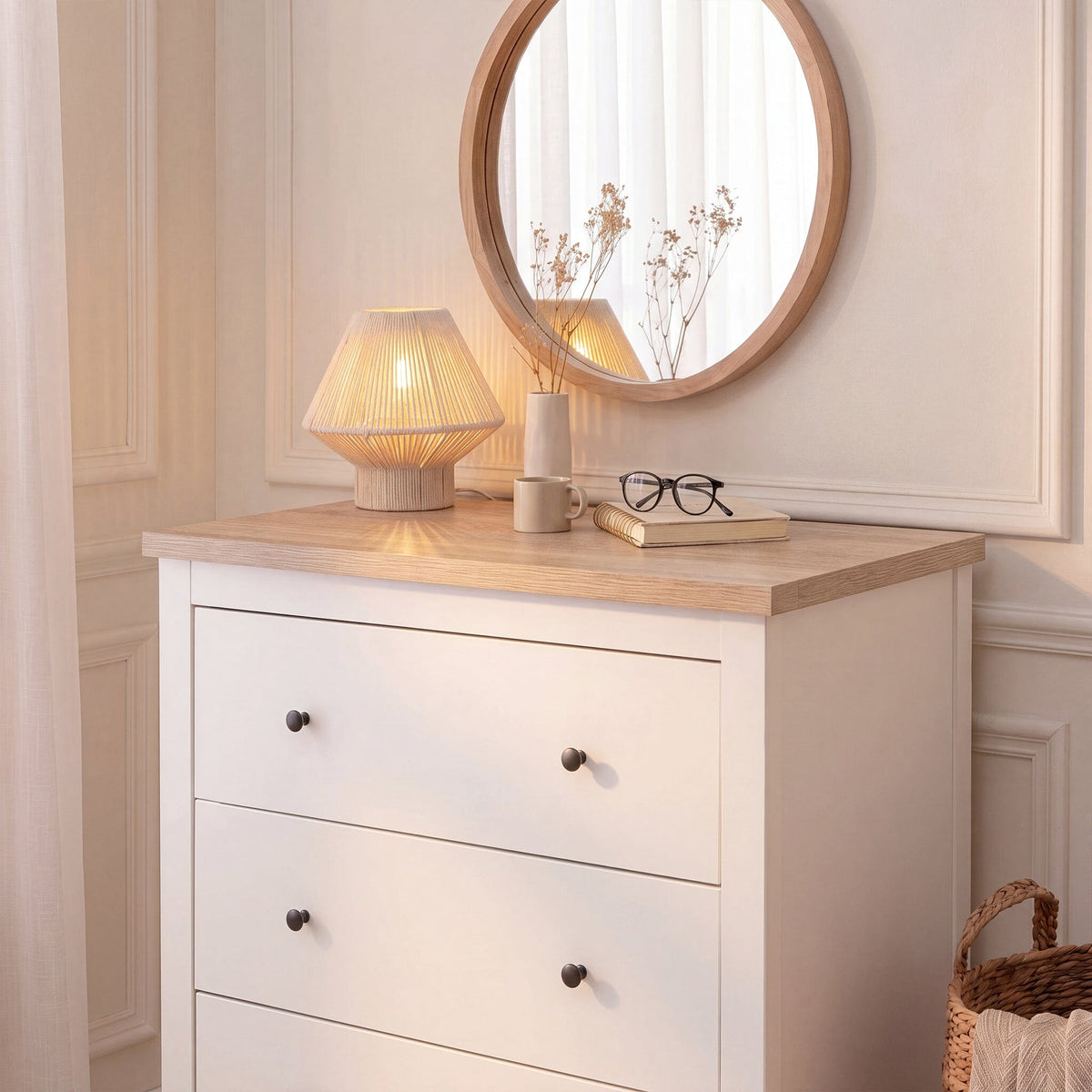 Bampton 4 Drawer Tall Chest of Drawers - Alabaster White - Laura James 