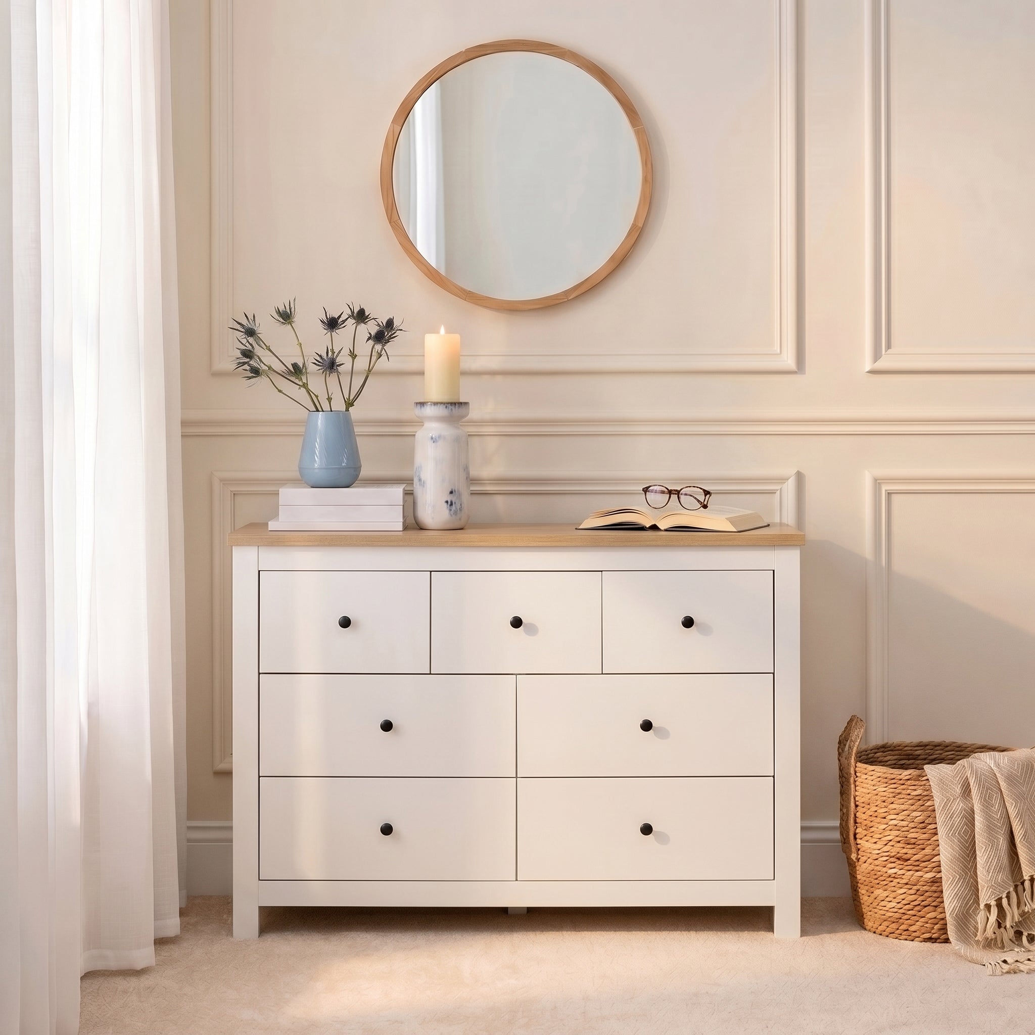 Bampton 7 Drawer Chest of Drawers - Alabaster White – Laura James