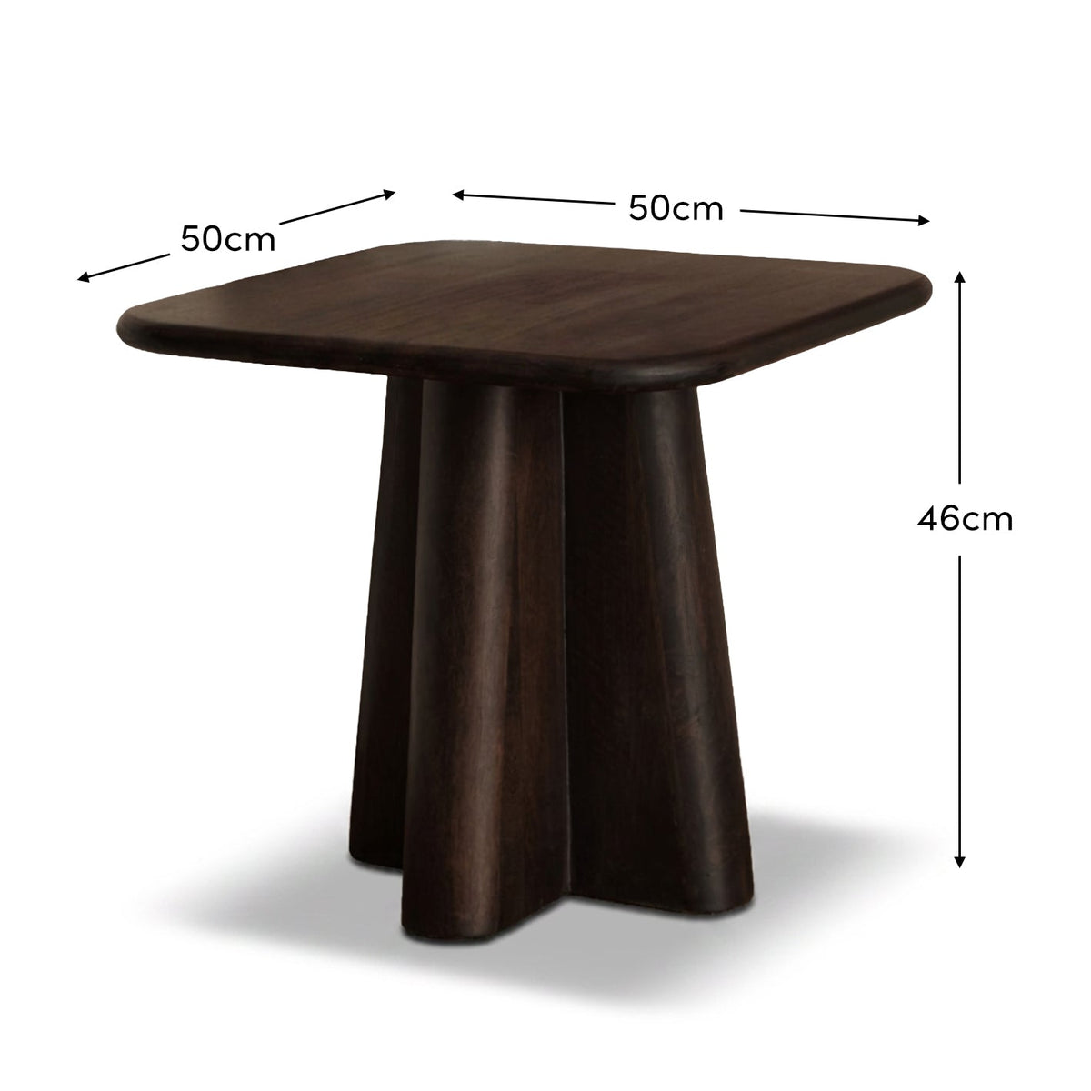 Bastian 50cm Square Side Table - Coffee Brown Mango Wood - Laura James 