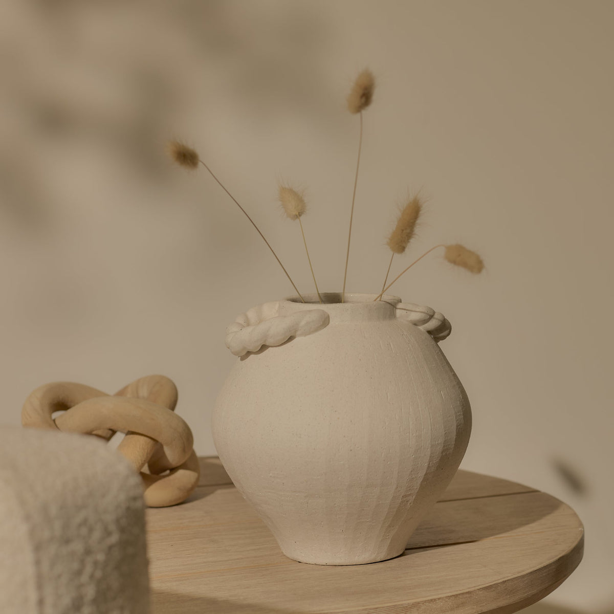 Bayswater 18cm Ceramic Vase - Handles - Beige - Laura James