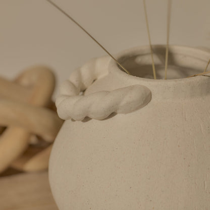 Bayswater 18cm Ceramic Vase - Handles - Beige - Laura James