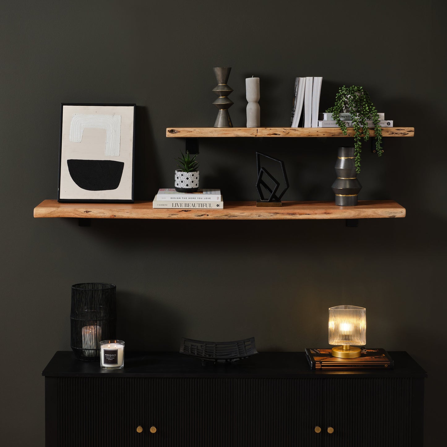 Bosco Natural Acacia Wall Shelf - Laura James