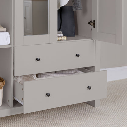 Bampton 3 Door Wardrobe with 2 Drawers - Stone Grey - Laura James 