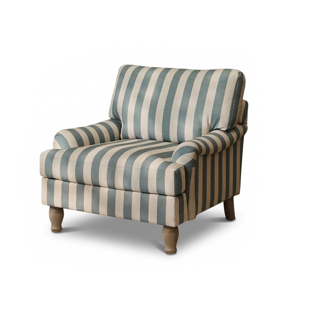 Brea Armchair -  Blue Stripe with Whitewash Legs - Laura James