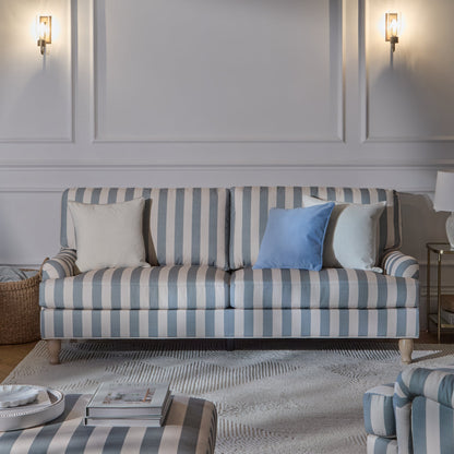 Brea Footstool - Blue Stripe with Whitewash Legs - Laura James - Laura James