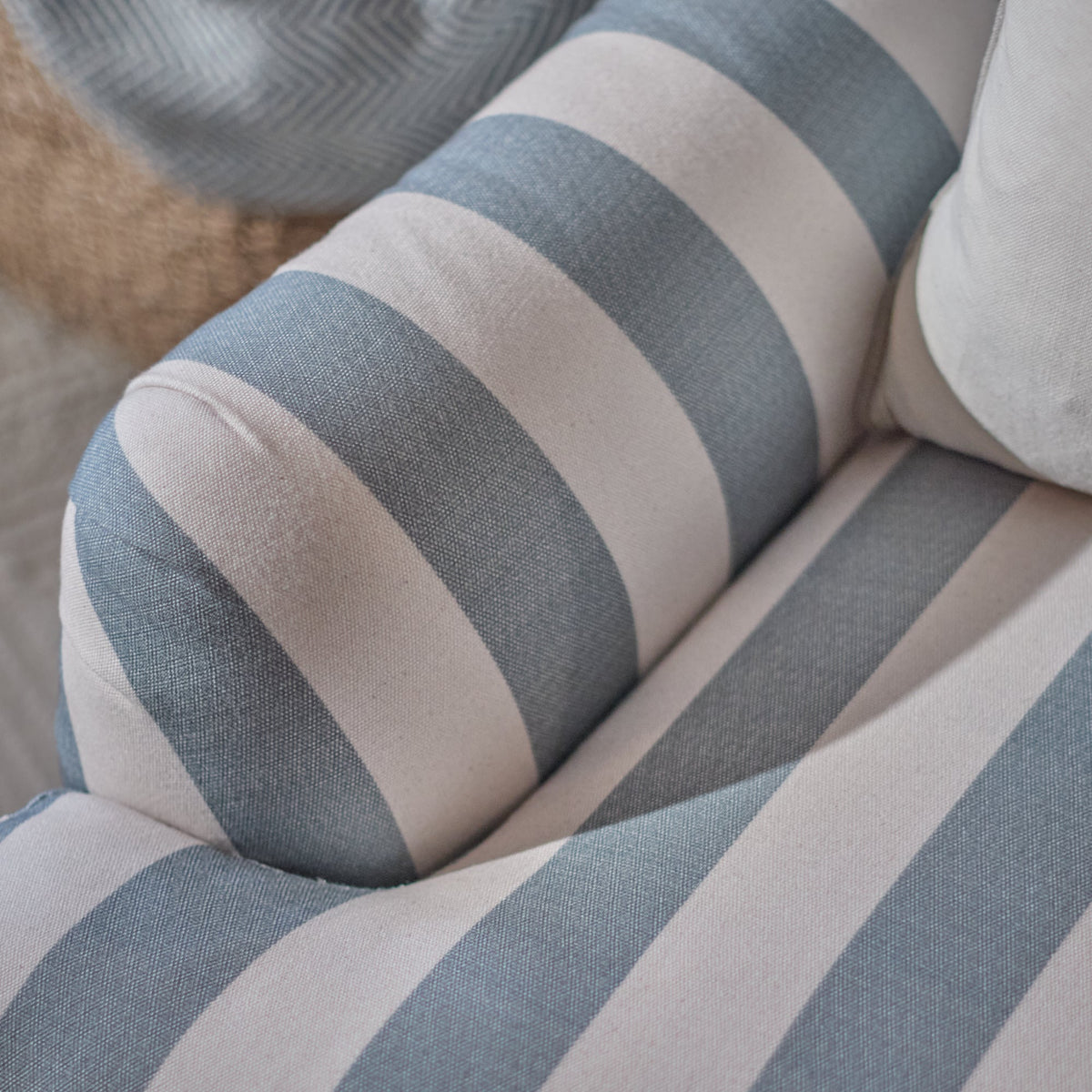 Brea Armchair -  Blue Stripe with Whitewash Legs - Laura James