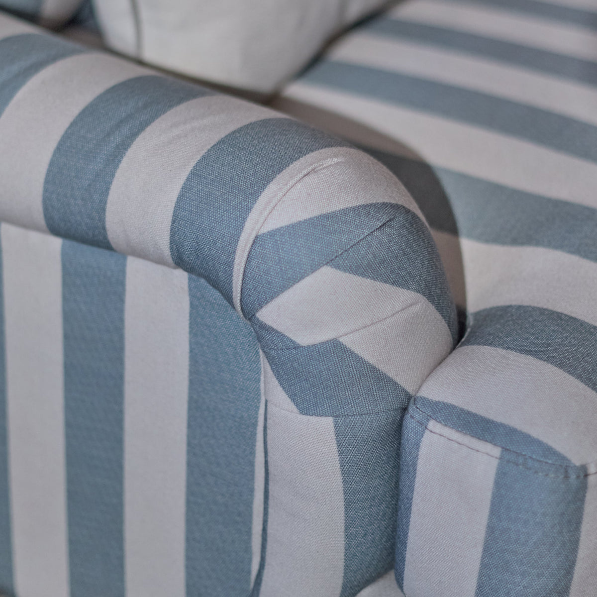 Brea Armchair -  Blue Stripe with Whitewash Legs - Laura James
