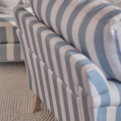 Brea Armchair -  Blue Stripe with Whitewash Legs - Laura James