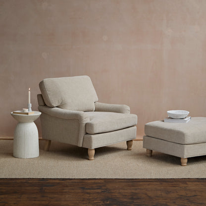 Brea Mink Taupe  Armchair - Whitewash Oak Legs - Laura James