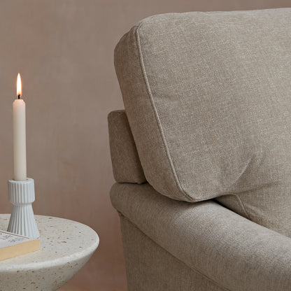 Brea Mink Taupe  Armchair - Whitewash Oak Legs - Laura James