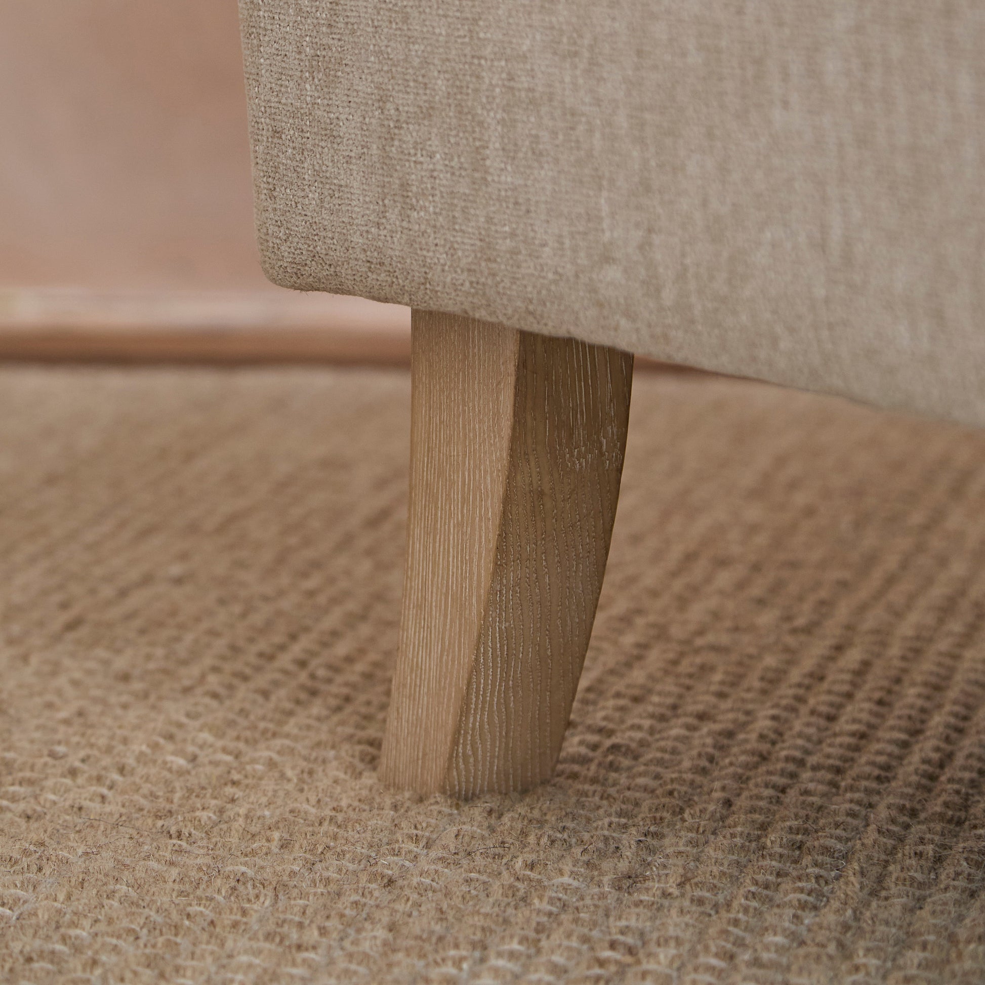 Brea Mink Taupe  Armchair - Whitewash Oak Legs - Laura James