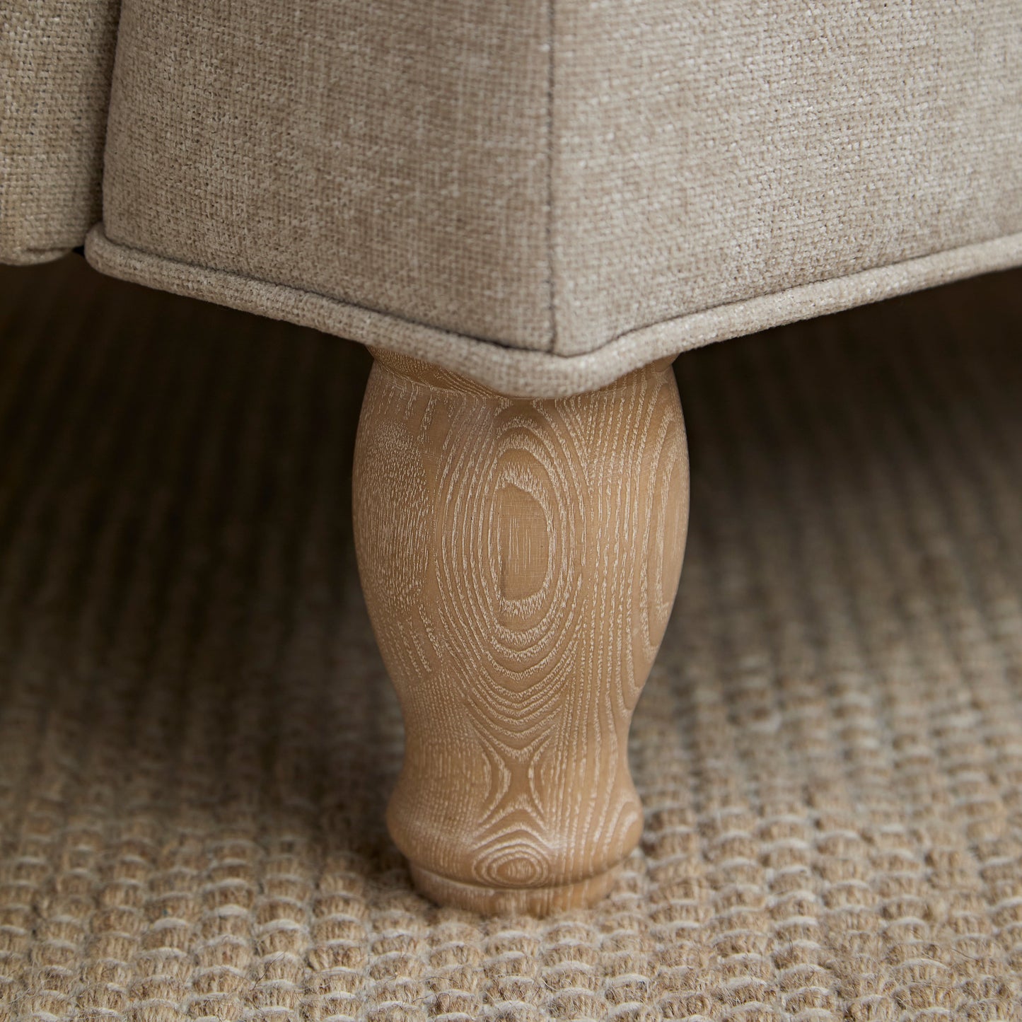 Brea Mink Taupe  Armchair - Whitewash Oak Legs - Laura James