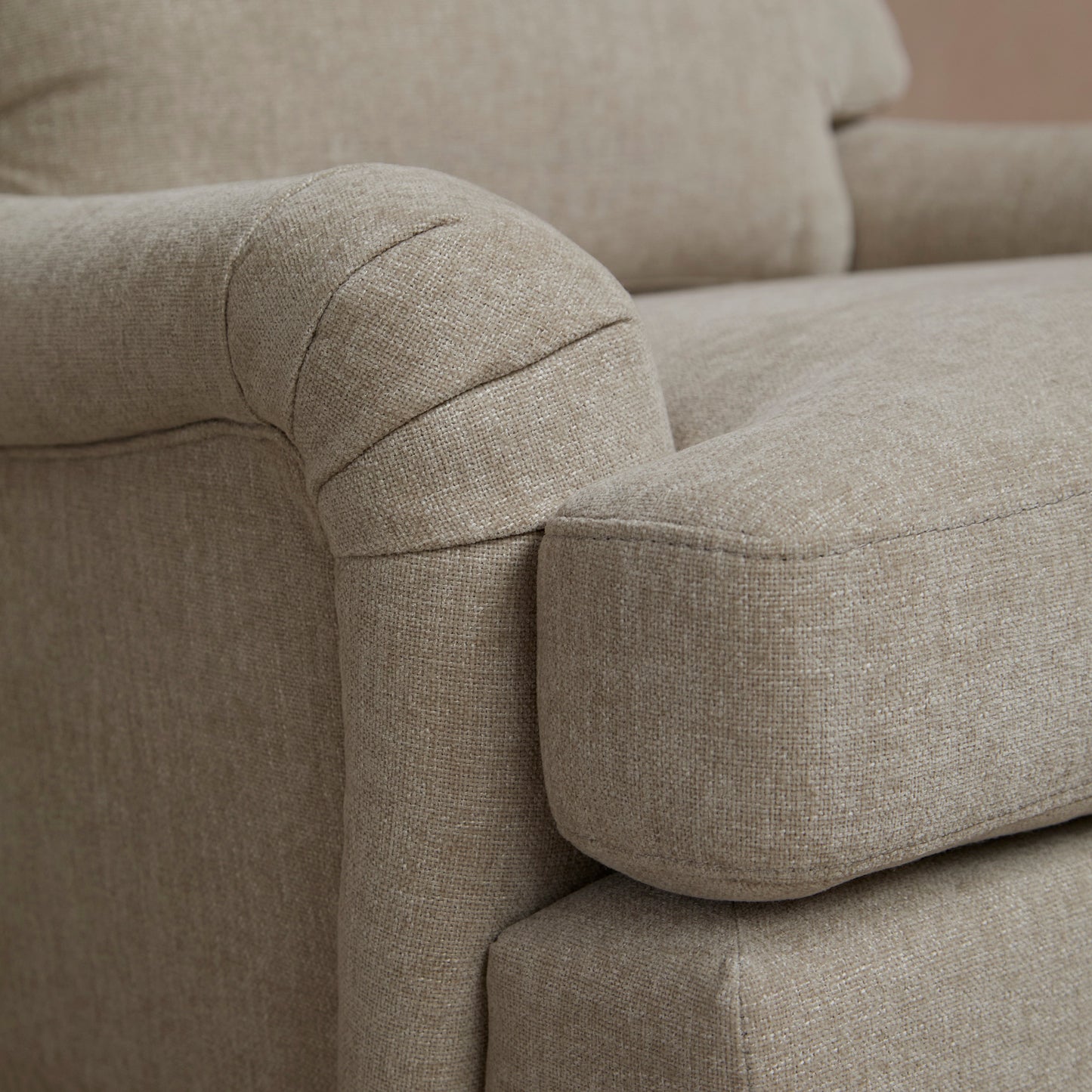 Brea Mink Taupe  Armchair - Whitewash Oak Legs - Laura James