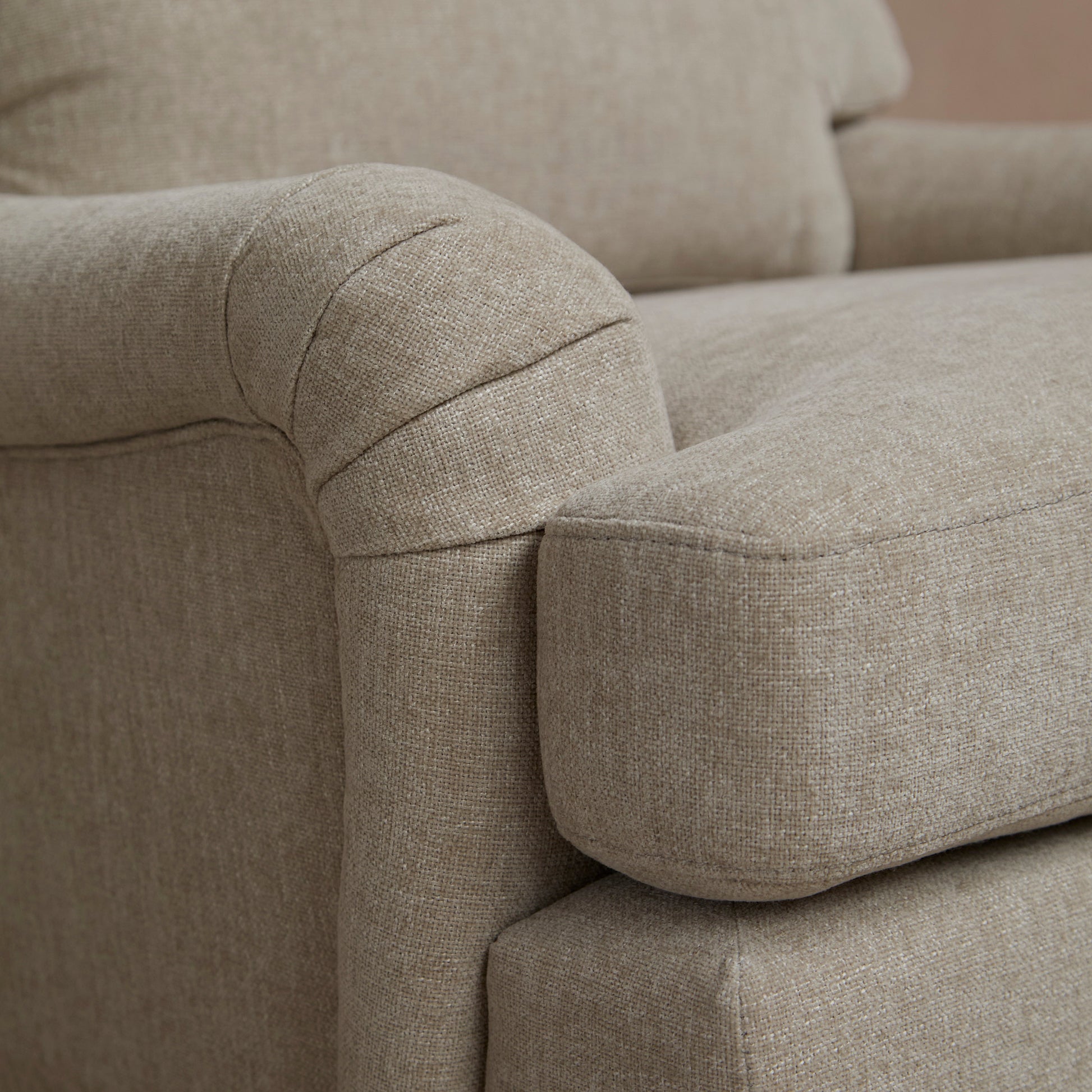 Brea Mink Taupe  Armchair - Whitewash Oak Legs - Laura James