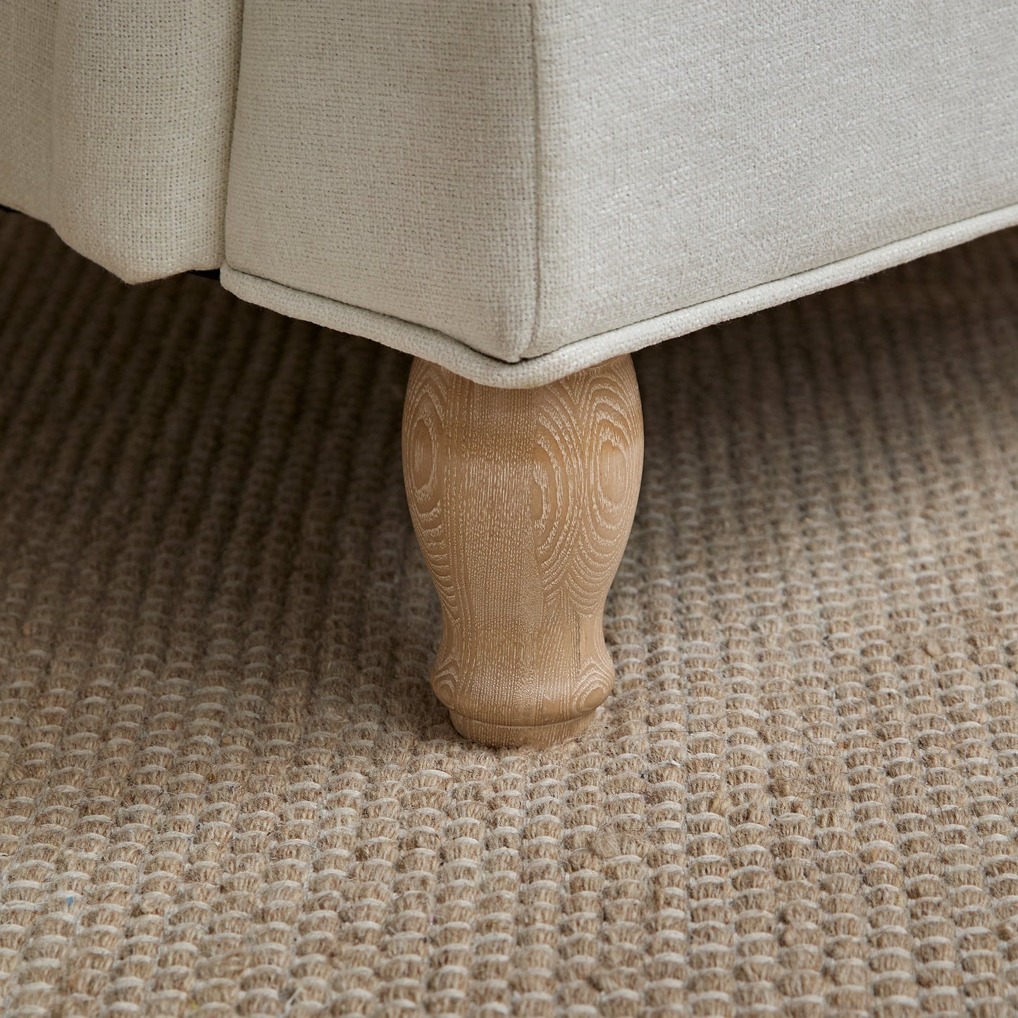 Brea Oyster White Armchair - Whitewash Oak Legs - Laura James