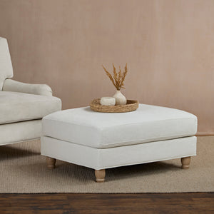 Brea Oyster White Footstool - Whitewash Oak Legs