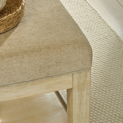 Breccan 110cm Footstool Coffee Table - Mink Taupe - Whitewash Oak Legs - Laura James