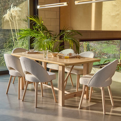 Carter Whitewash Rectangular Dining Table with 6 Marilyn Boucle Dining Chairs with Whitewash Legs - Laura James 