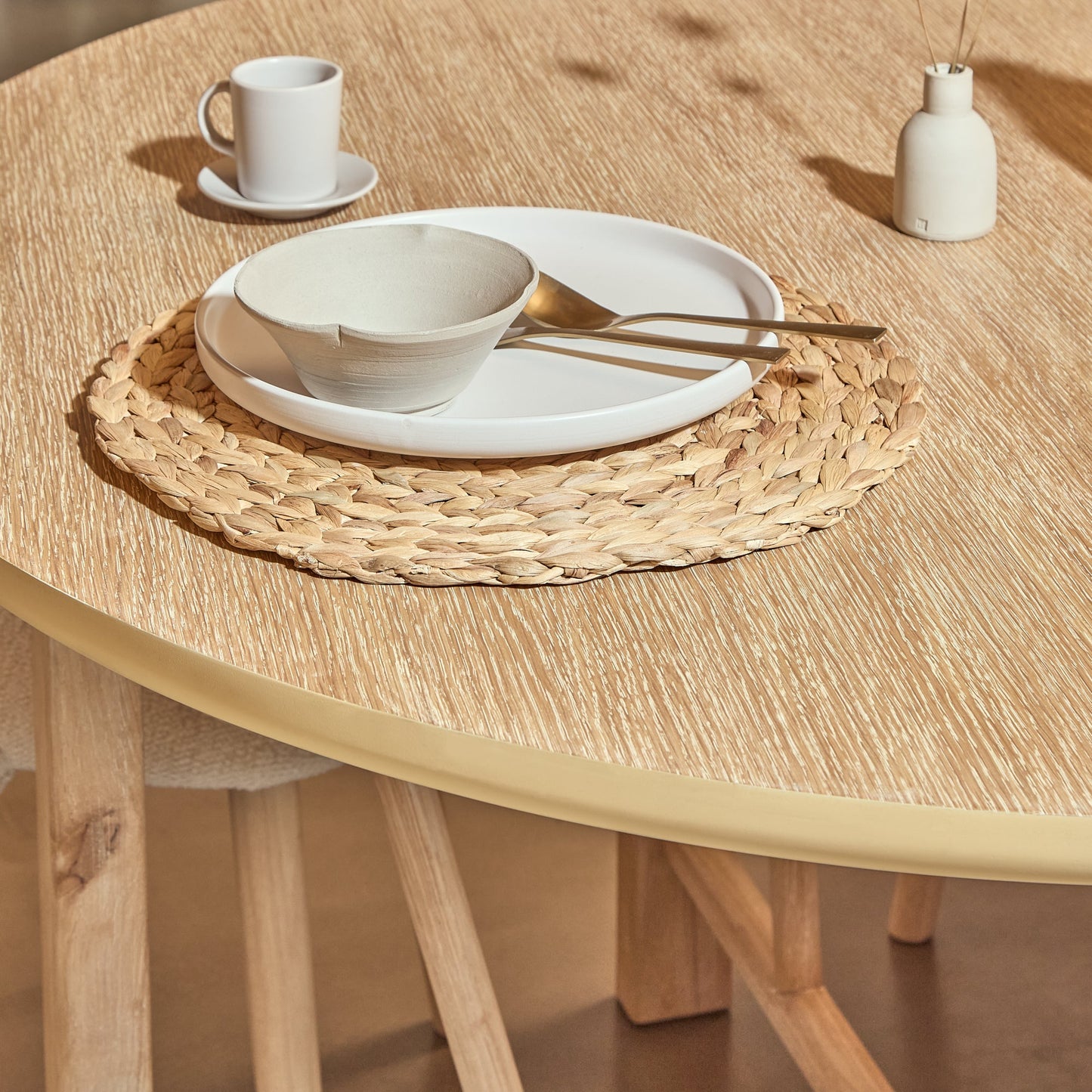 Carter Round Dining Table - Whitewash Oak - Laura James 