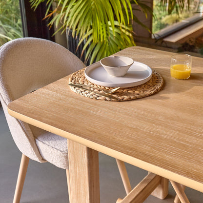 Carter Whitewash Rectangular Dining Table with 6 Marilyn Boucle Dining Chairs with Whitewash Legs - Laura James 