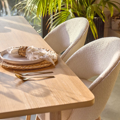 Carter Whitewash Rectangular Dining Table with 6 Marilyn Boucle Dining Chairs with Whitewash Legs - Laura James 
