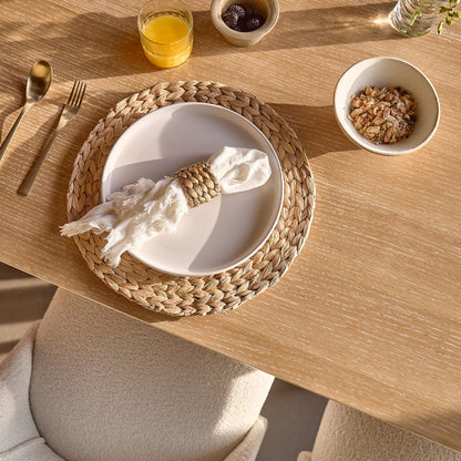 Carter Whitewash Rectangular Dining Table with 6 Freya Boucle Dining Chairs with Whitewash Legs - Laura James 