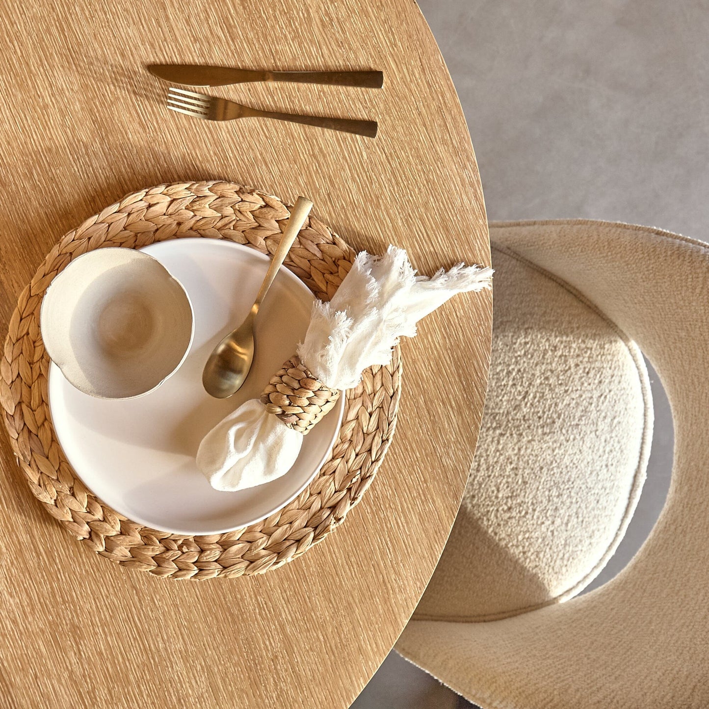 Carter Round Dining Table - Whitewash Oak - Laura James 
