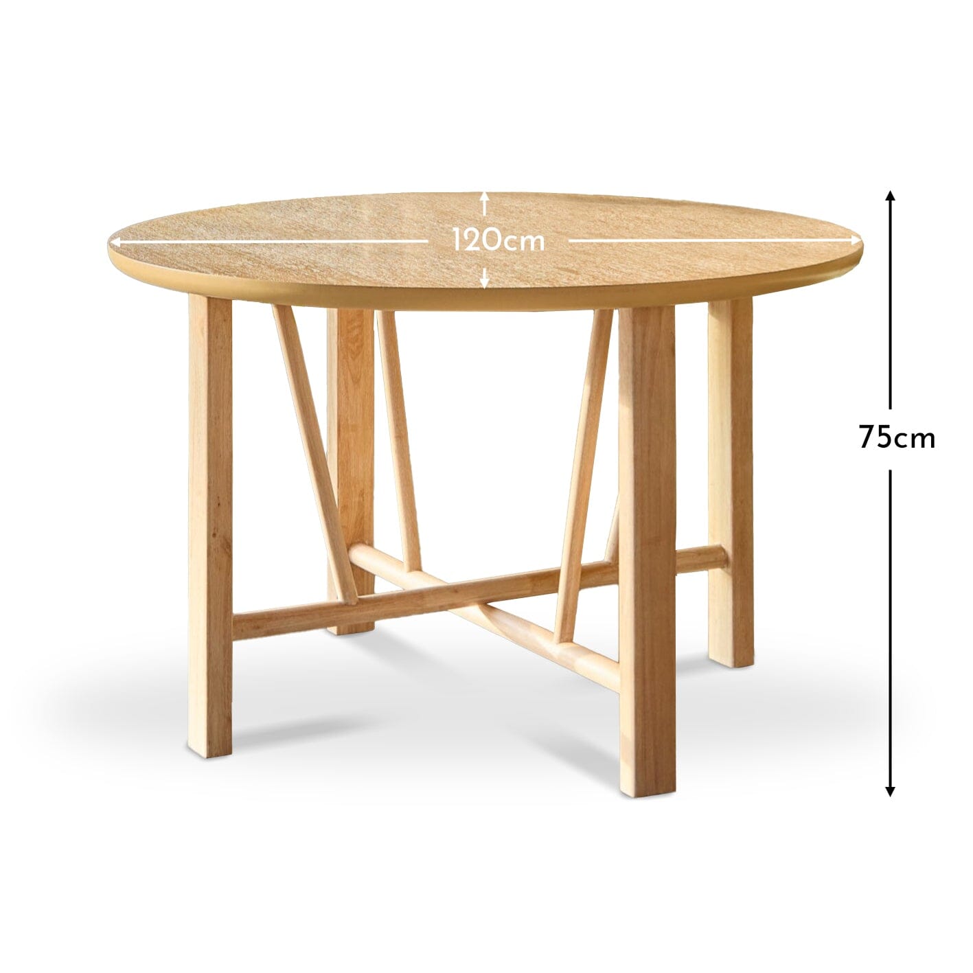 Carter Round Wooden Dining Table - Whitewash Oak - Laura James 