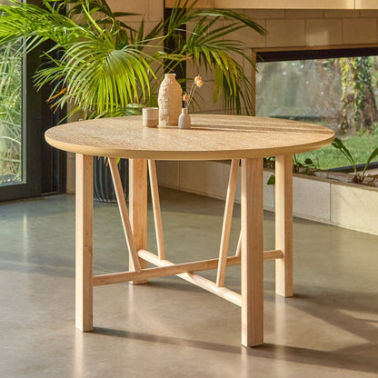 Carter Round Dining Table - Whitewash Oak - Laura James 