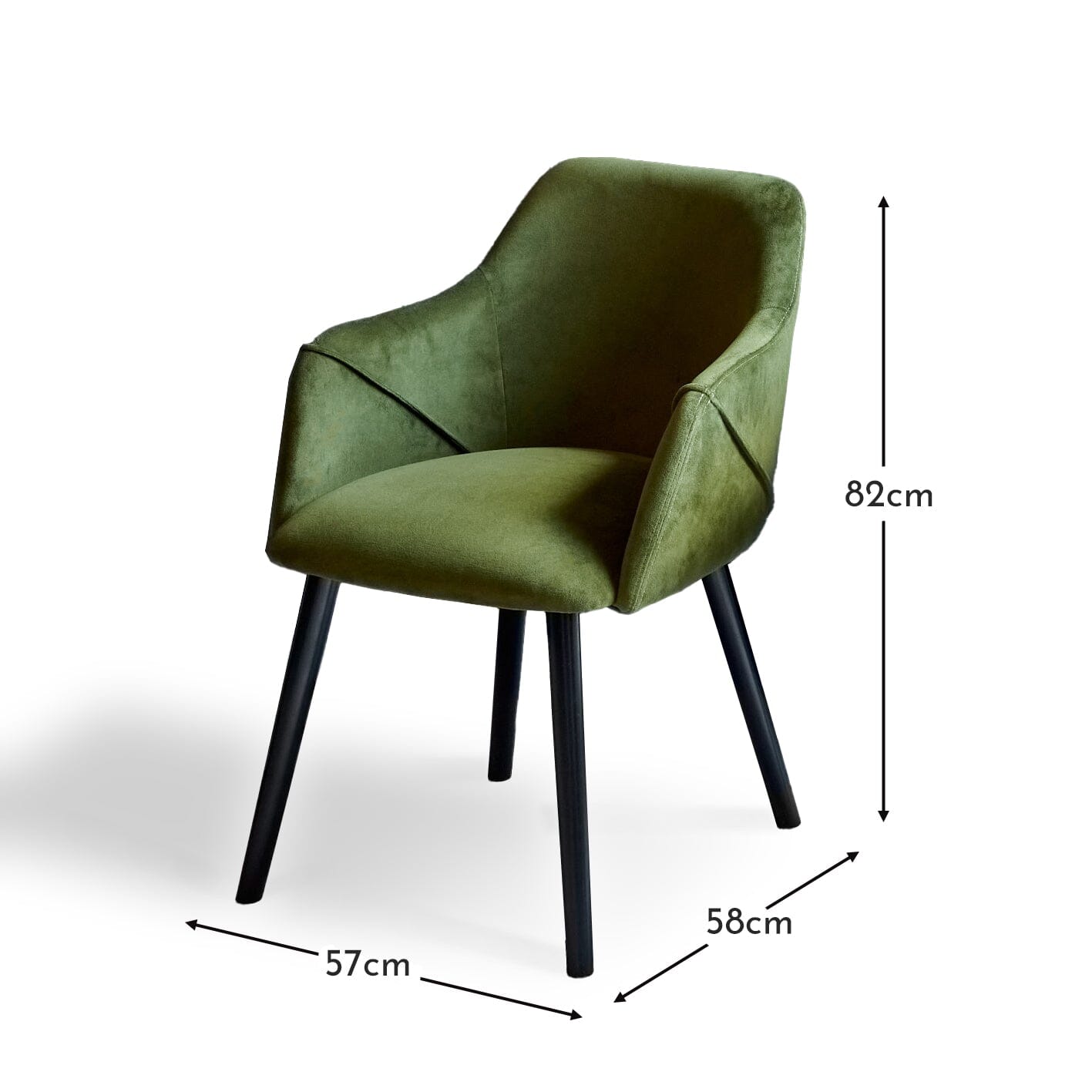 Freya Fern Green Dining Room Armchair - Black Oak Legs - Laura James