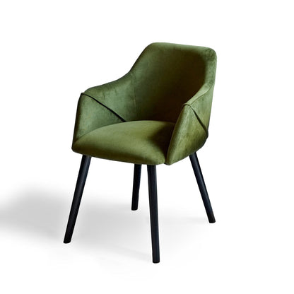 Freya Fern Green Dining Room Armchair - Black Oak Legs - Laura James